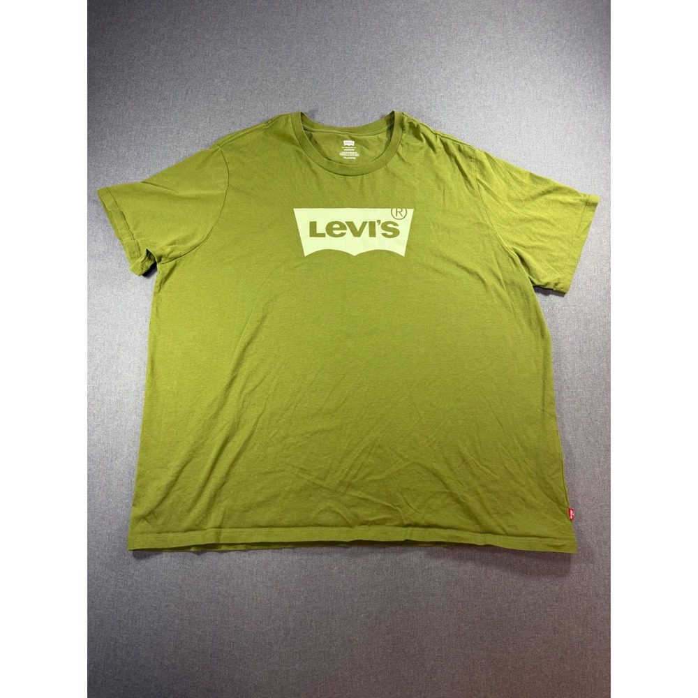 Levis Mens Olive Green Graphic Batwing Logo T-Shirt Size 3XL Short Sleeve Tee